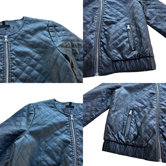 Apt. 9 Women Medium Black Faux Leather Full Zip Quilted Moto Jacket 400954691895 - Picture 5 of 16
